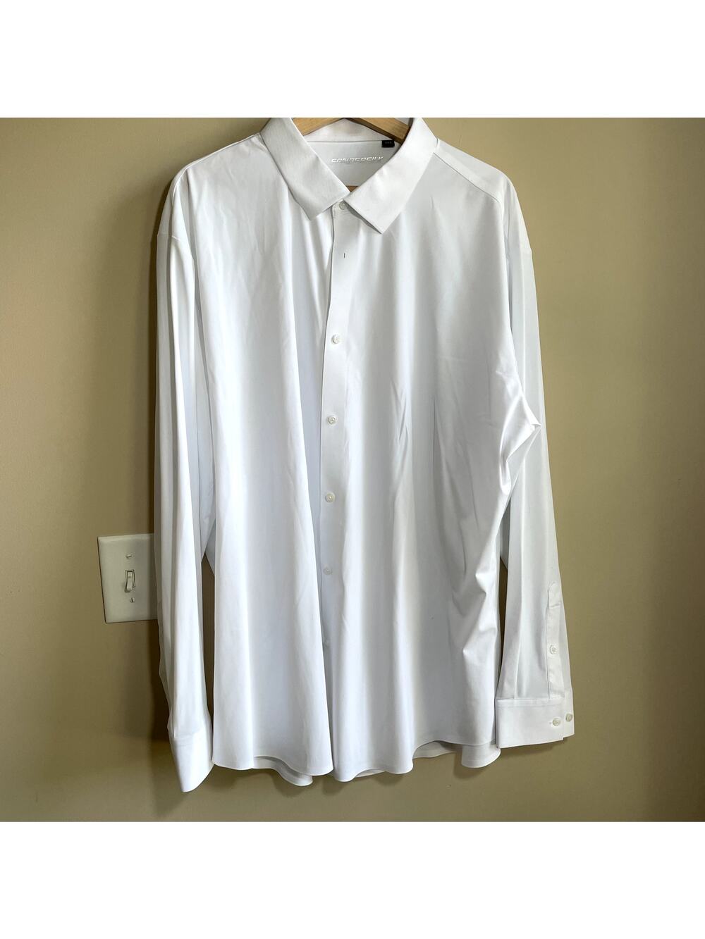 Spaidersilk long sleeved button down white collared shirt men's 3XL luxurious